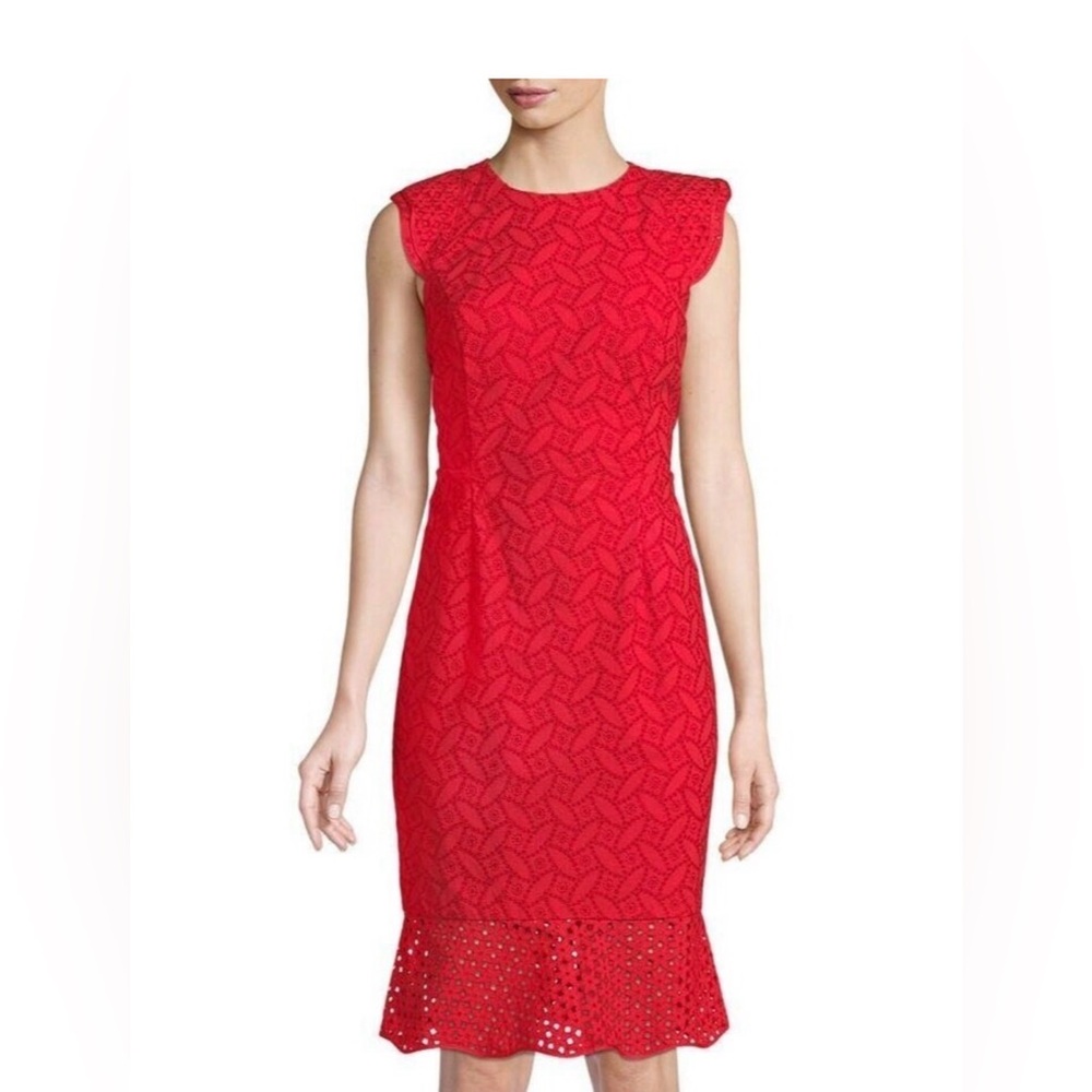 Sachin + Babi Red Eyelet Midi Dress